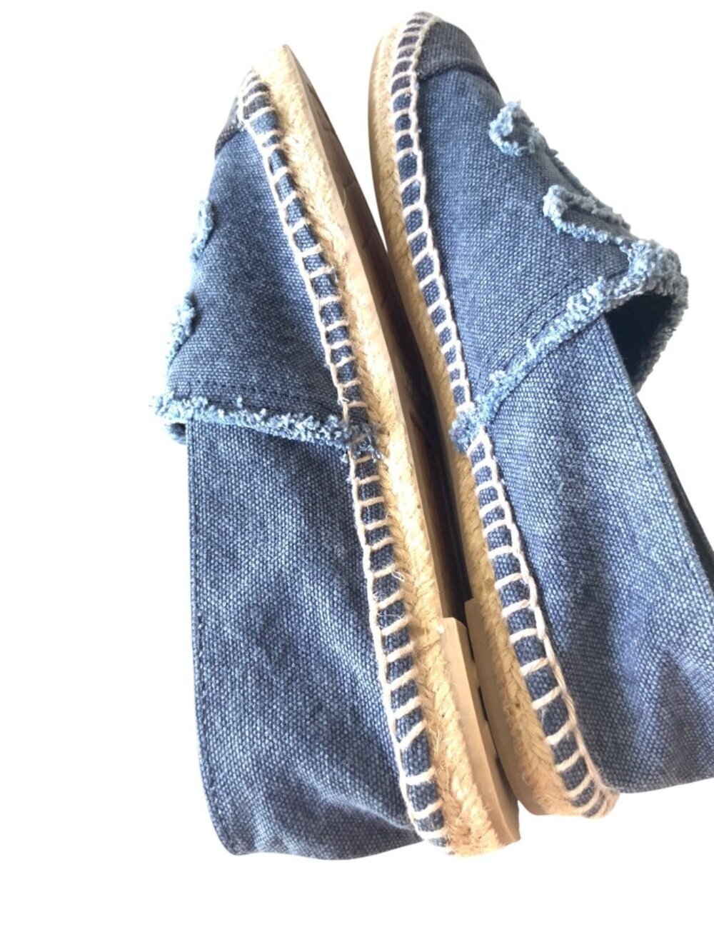 Chanel Blue Denim Espadrilles Shoes Size 36 Textured CC Logo Slip-On Casual Flat - Picture 8 of 9